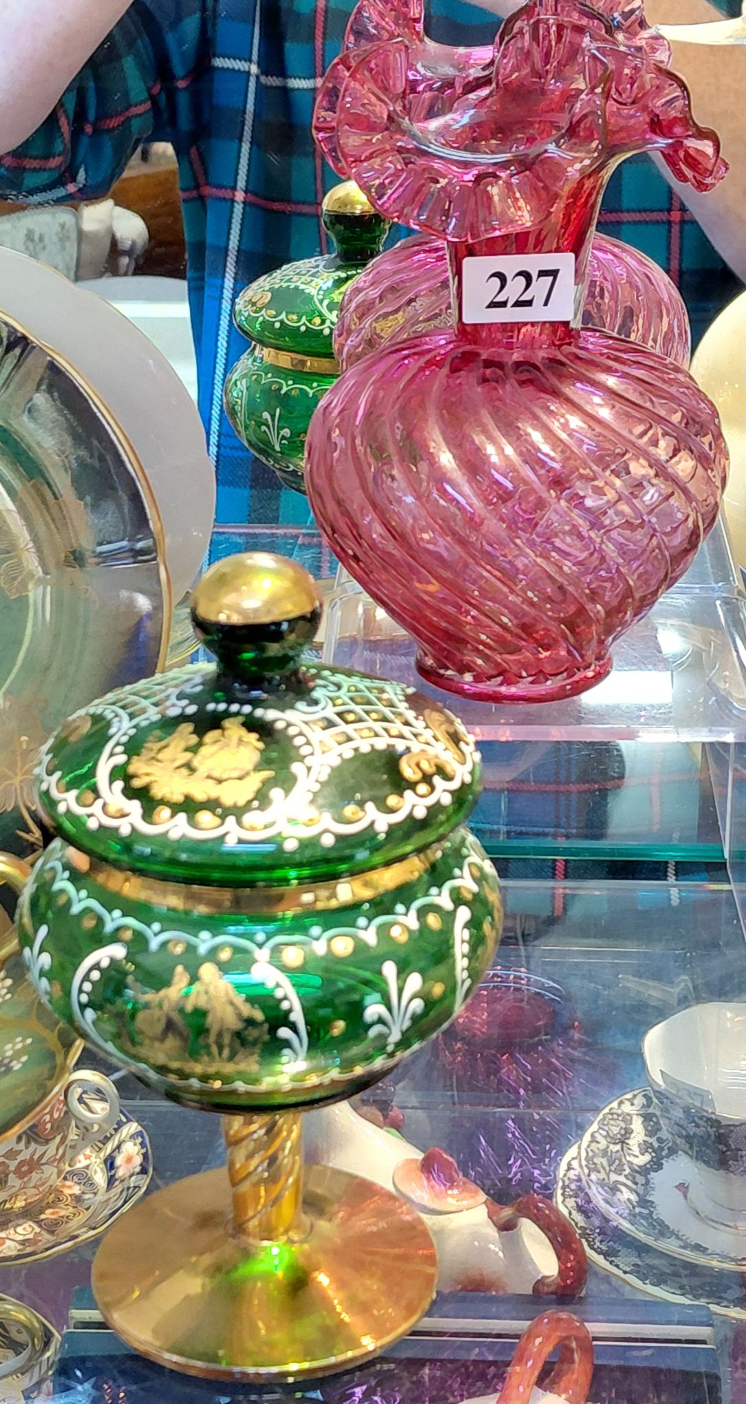 227 · RUBY AND BOHEMIA VASES