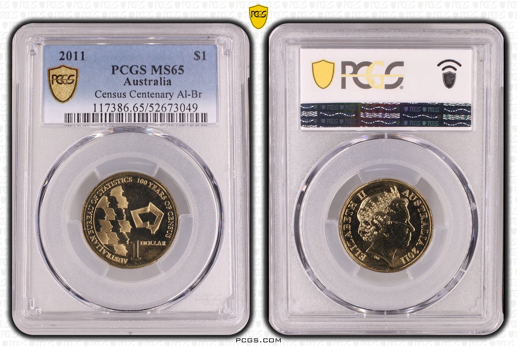 Census Centenary Al-Br, One Dollar, 2011, PCGS MS65