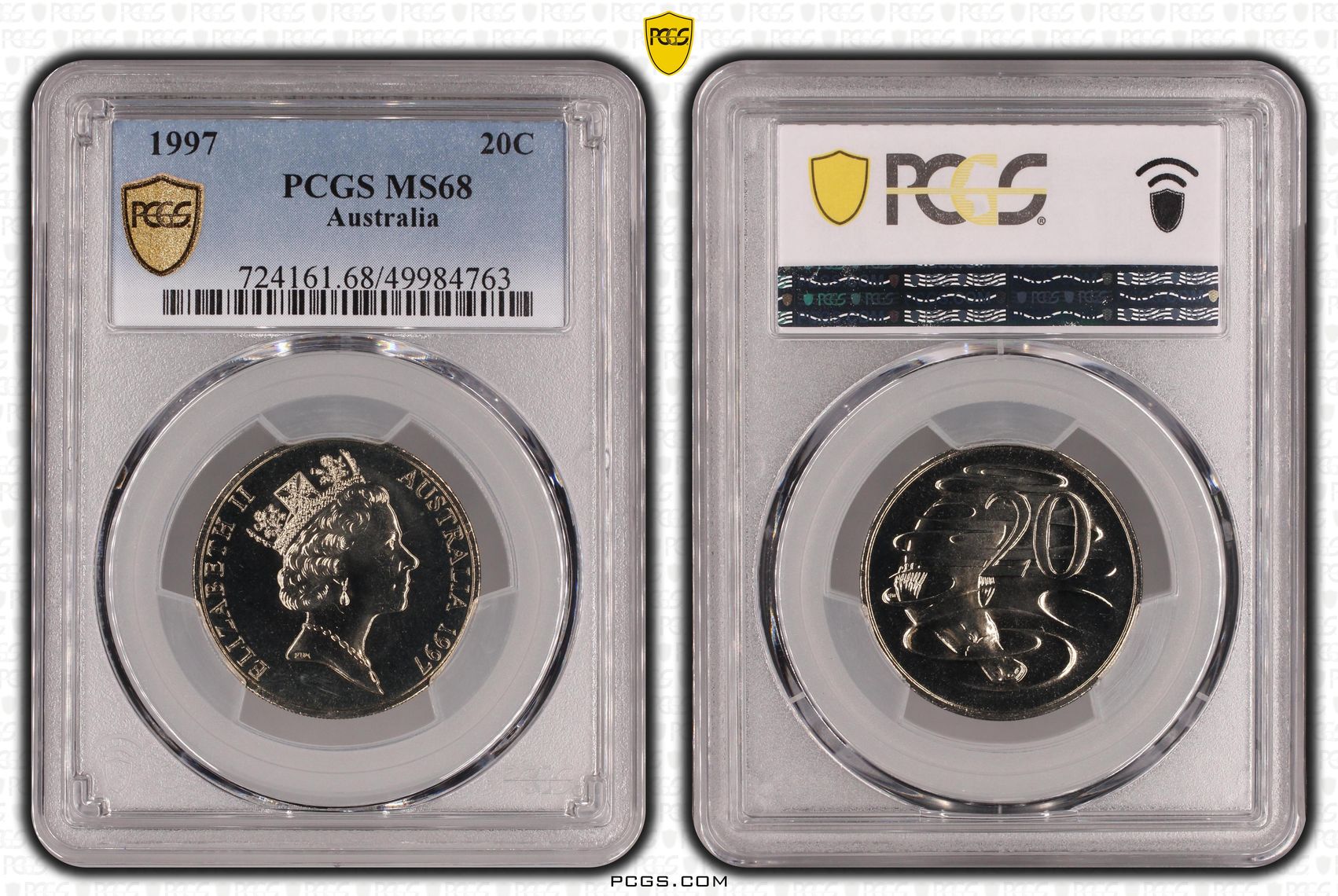 , Twenty Cent, 1997, PCGS MS68
