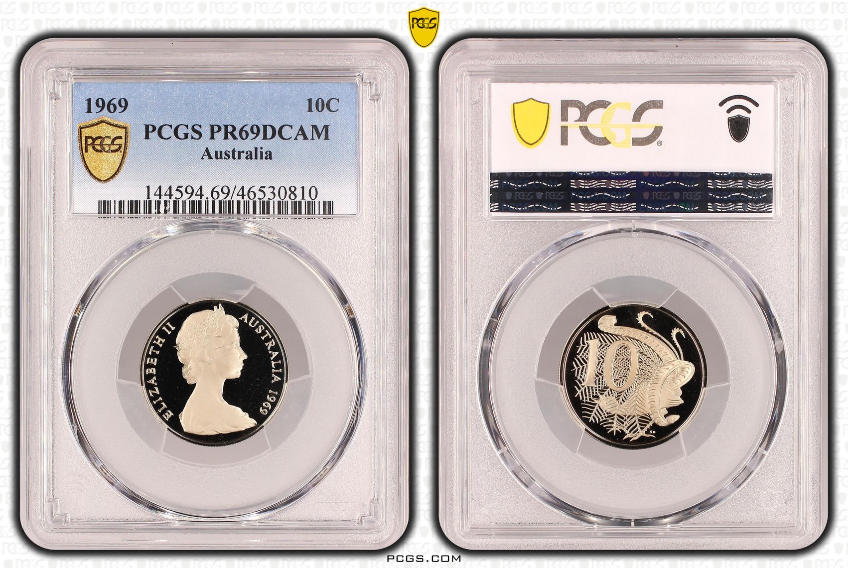 Elizabeth II, Ten Cent, 1969, PCGS PR69DCAM