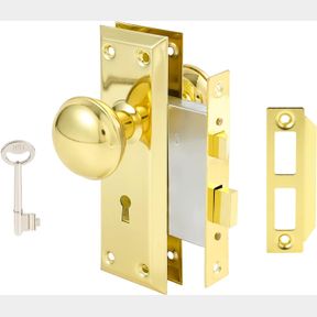 MORTISE(1 PACK) TOPTOTOO MORTISE LOCK SET FOR INTERIOR DOOR, VINTAGE ANTIQUE GOLD DOOR KNOBS WITH LOCK AND SKELETON KEY, OLD DOOR