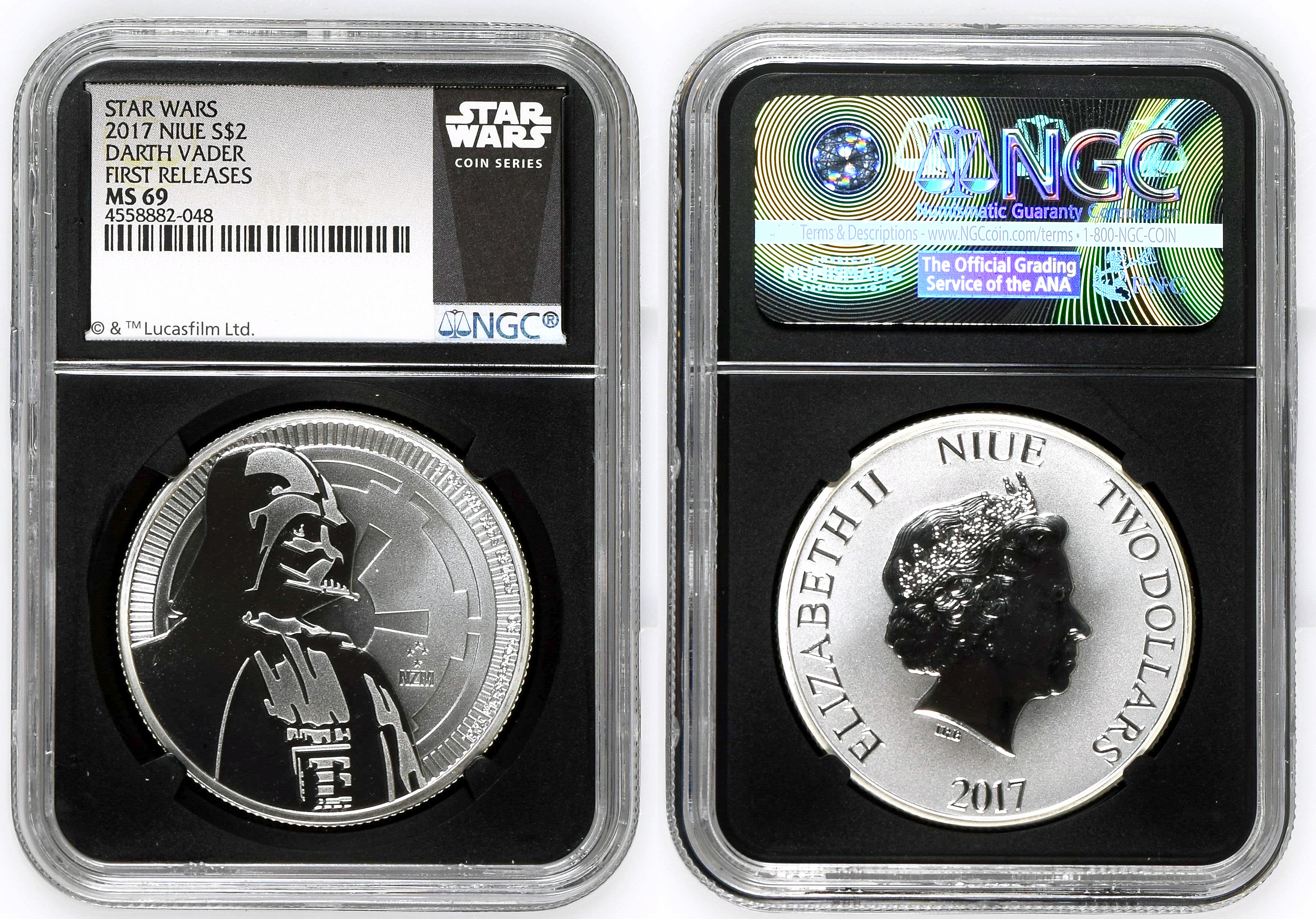 Niue, Darth Vader, Two Dollar, 2017, NGC MS 69