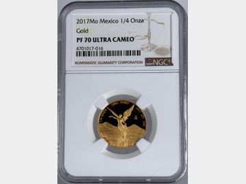 2017 MEXICAN 1/4 ONZA PROOF GOLD LIBERAD COIN PF70 UCAM TOP POP!