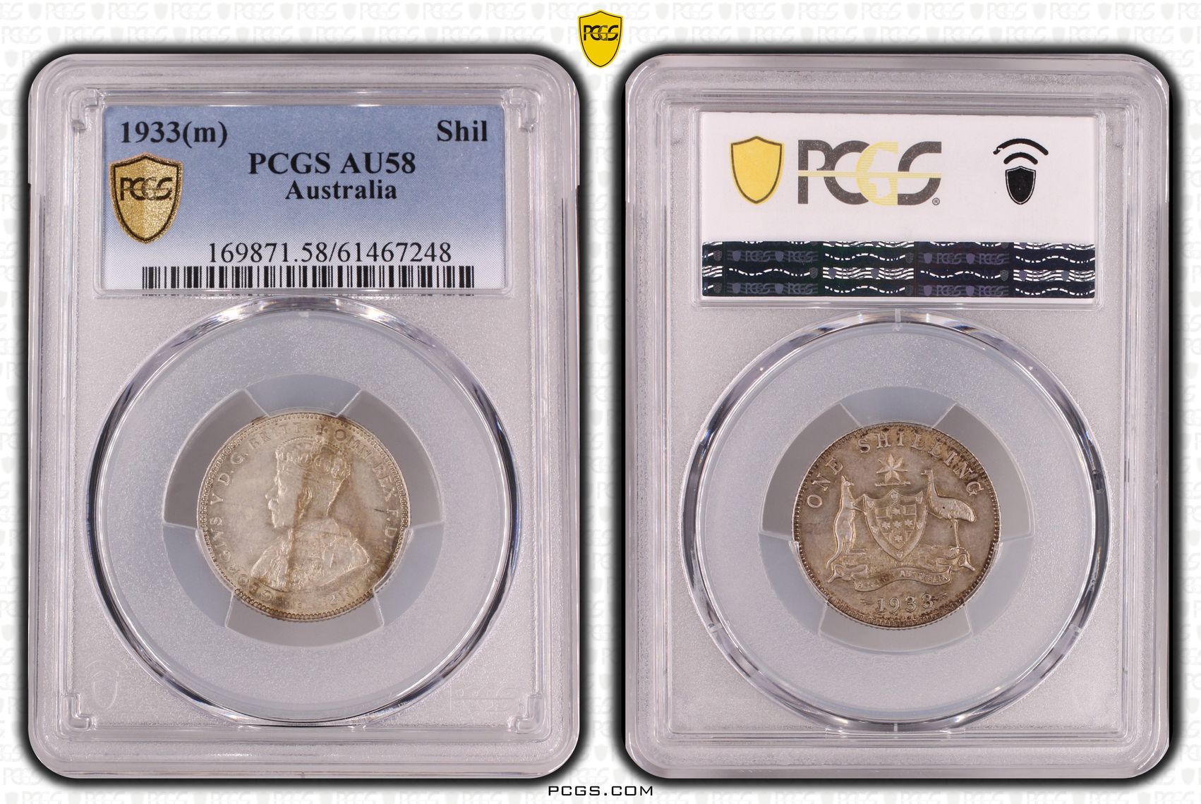 George V, Shilling, 1933, PCGS AU58