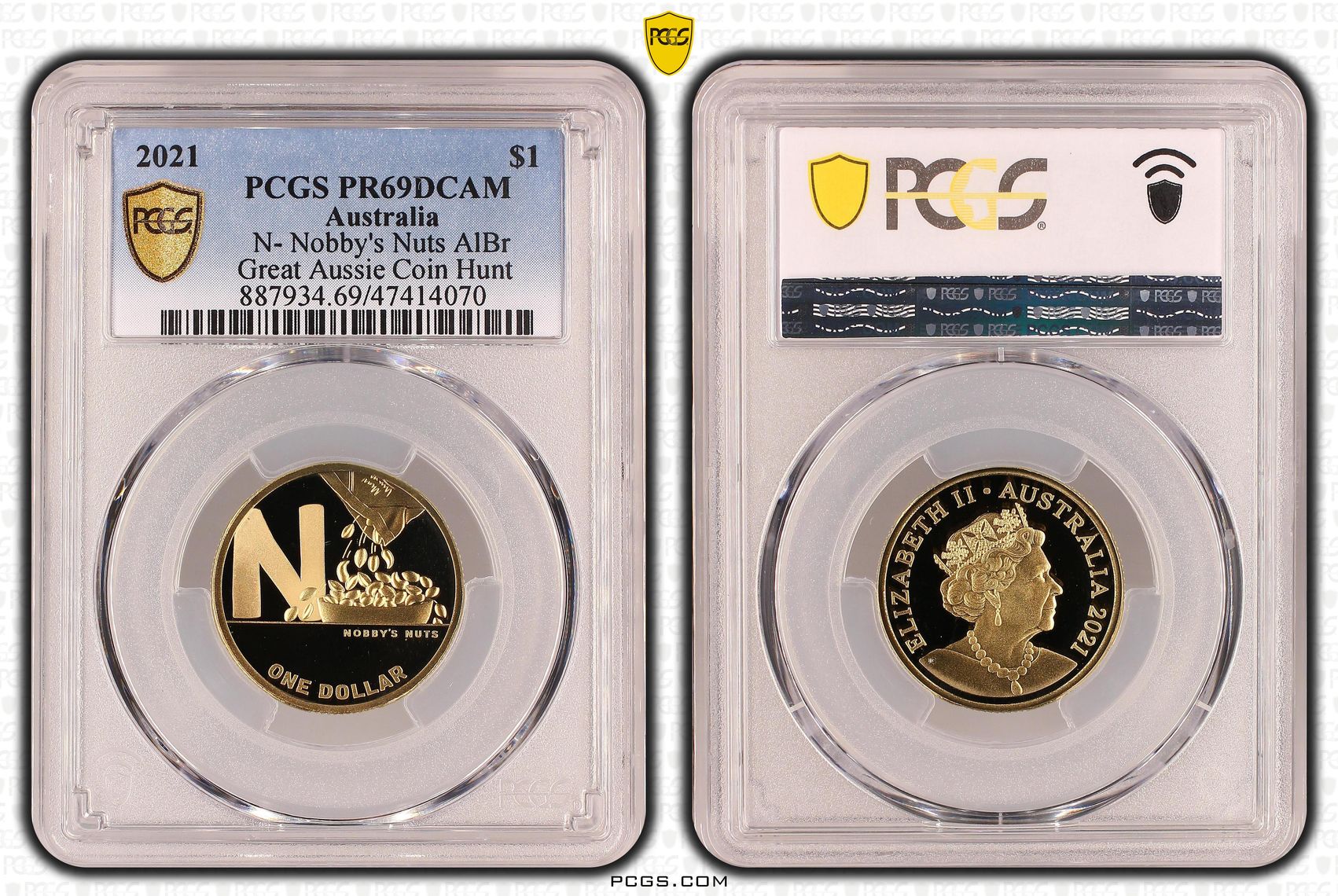 Elizabeth II, N- Nobby's Nuts AlBr, One Dollar, 2021, PCGS PR69DCAM