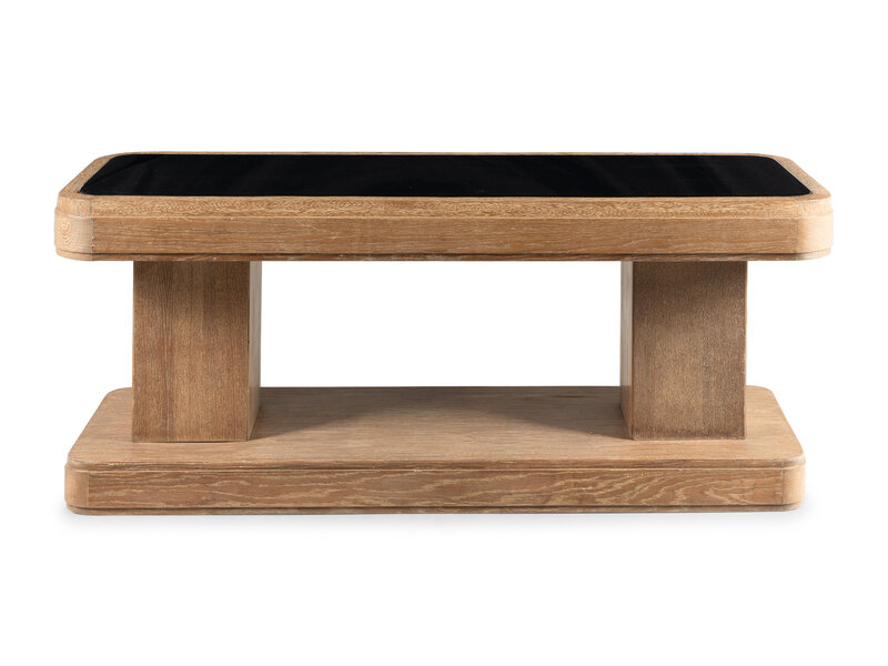 A Contemporary Cerused Oak Glass-Top Console Table