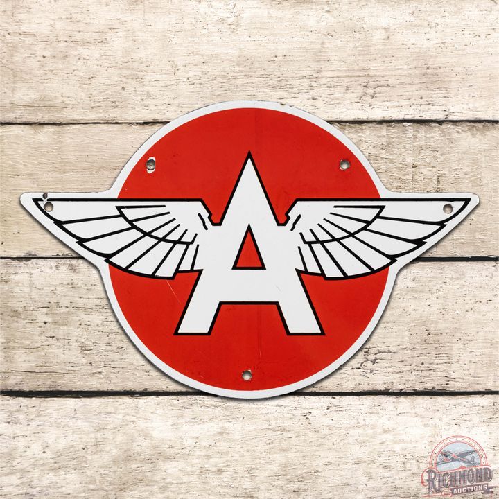 Flying A Gasoline Die Cut Single Sided Porcelain Truck Door Sign