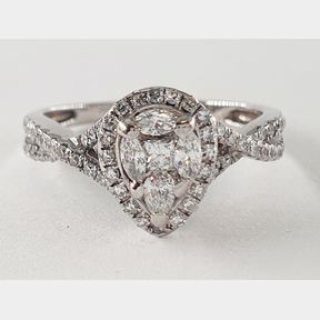 18CT WHIT GOLD PEAR CLUSTER WITH 1.00CT DIAMONDS - 51929/3434