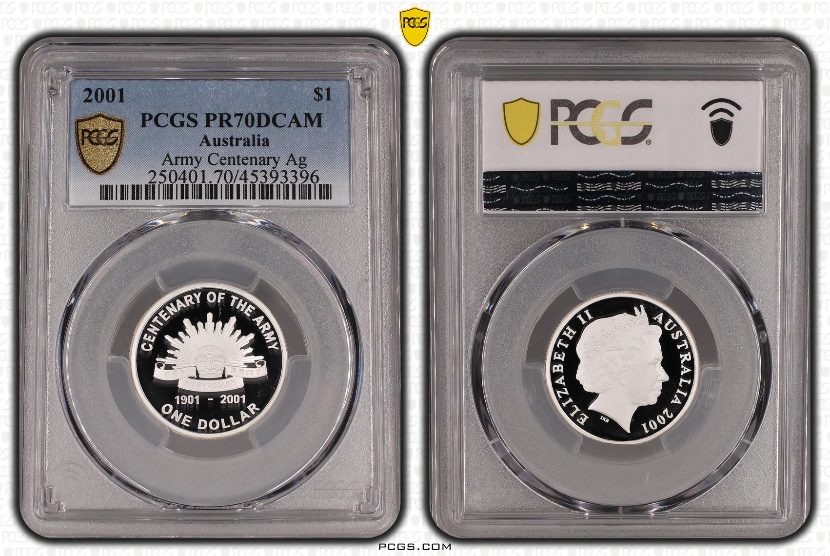 Army Centenary Ag POP 16/0, One Dollar, 2001, PCGS PR70DCAM