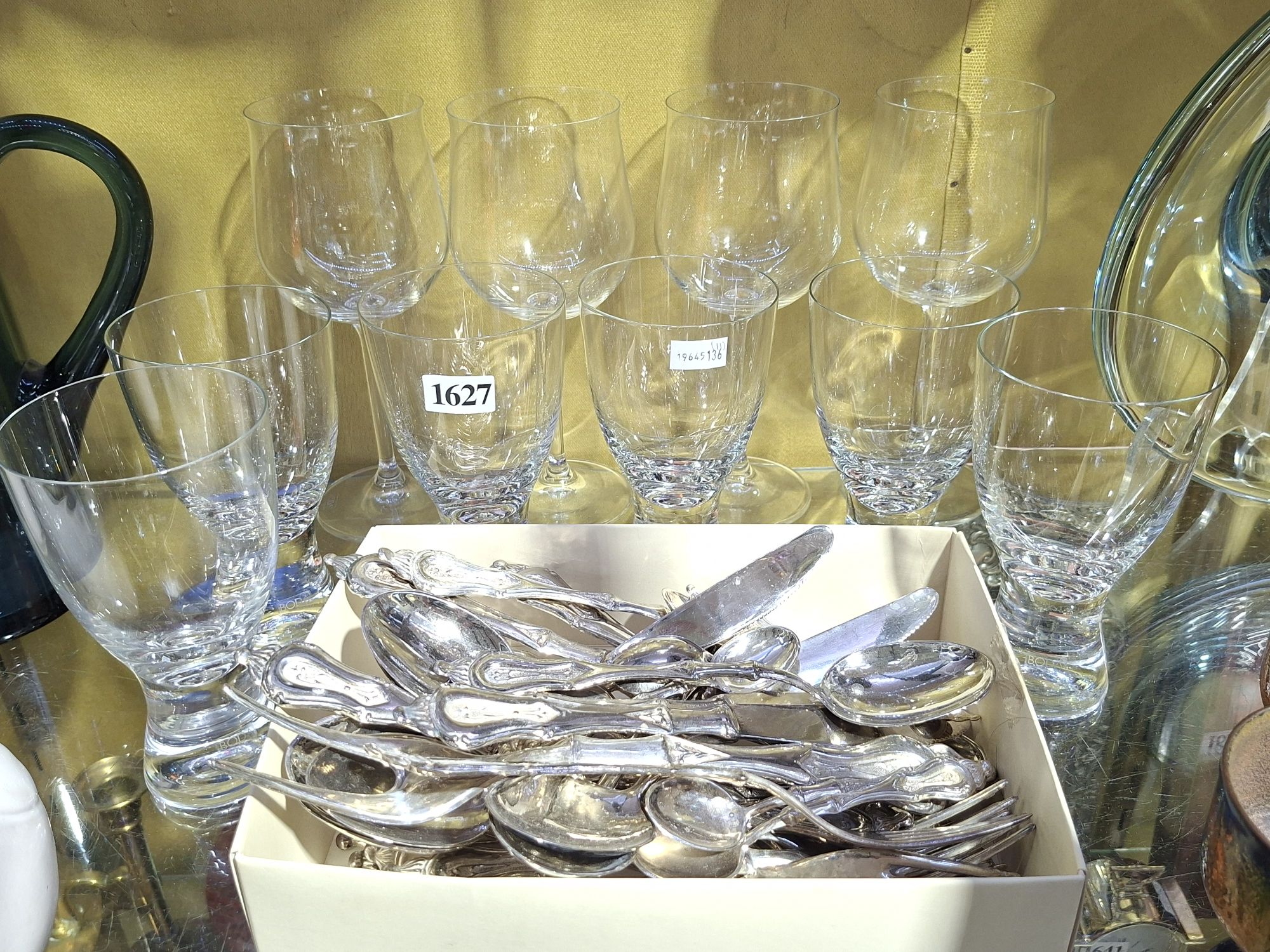 Silverplated Flatware And Boda Glasses