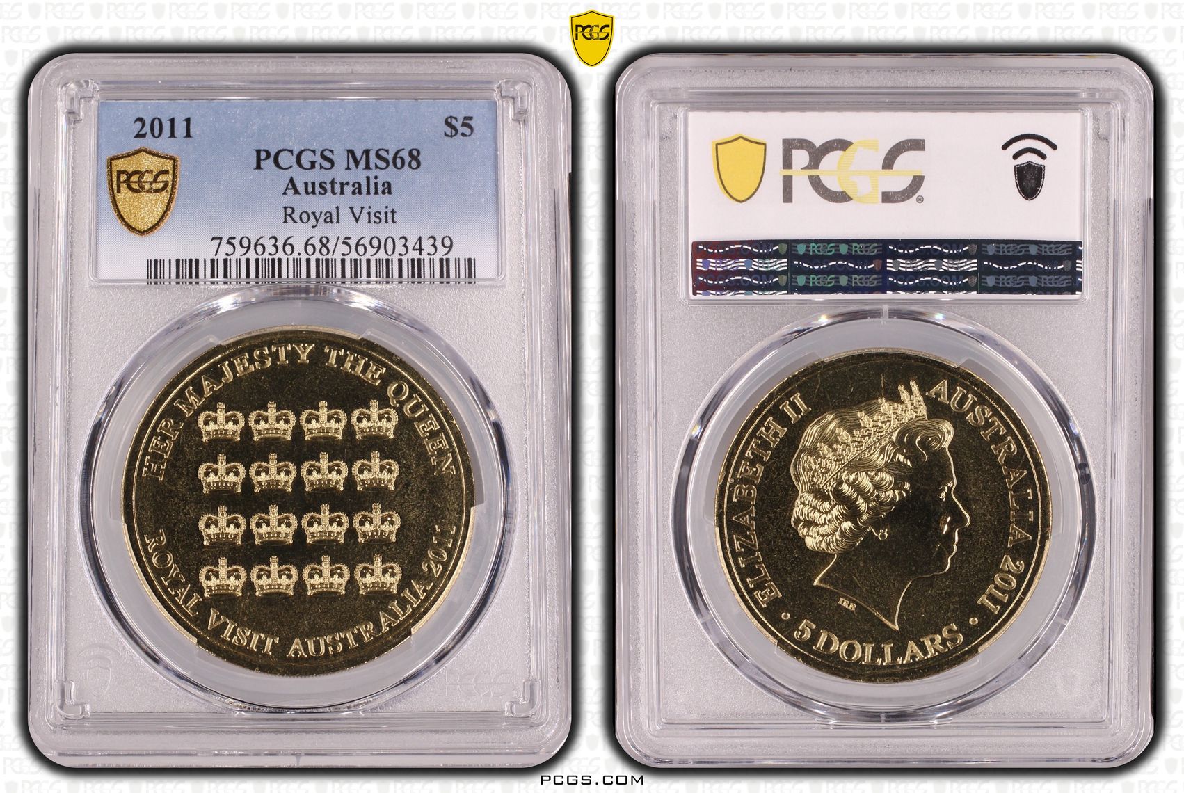 Royal Visit, Five Dollar, 2011, PCGS MS68