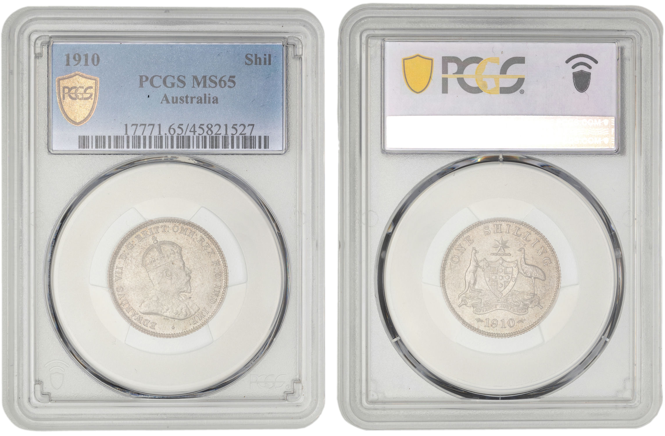 Edward VII, Shilling, 1910, PCGS MS65