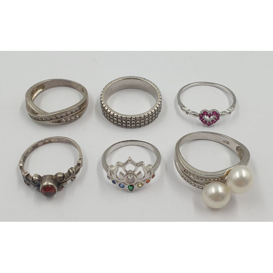 Stg. Silver Rings (x6)