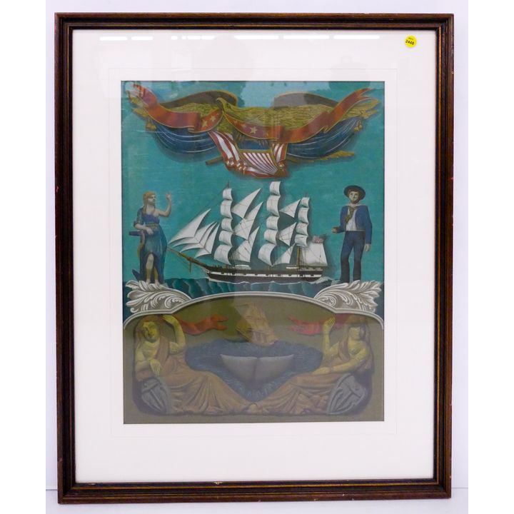 Vintage Maritime 'Water' Lithograph Framed- 31x25''