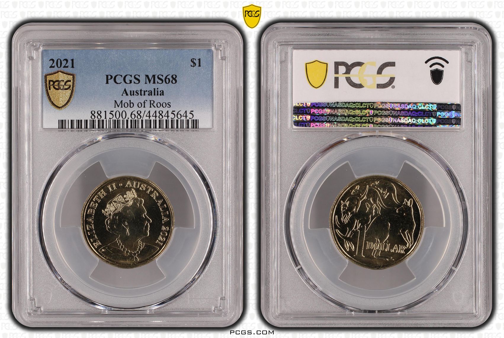 2021 Australia One Dollar, $1 Mob of Roos PCGS - MS68 -645