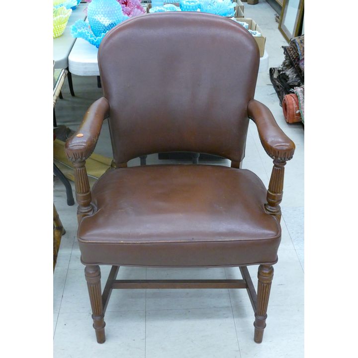 Antique Brown Leather Office Armchair 36''x26''
