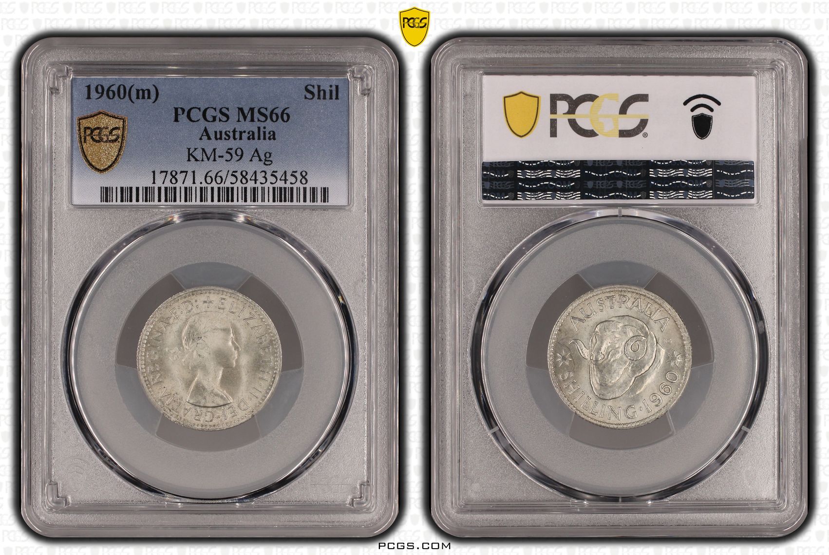 Elizabeth II, Shilling, 1960(m), PCGS MS66