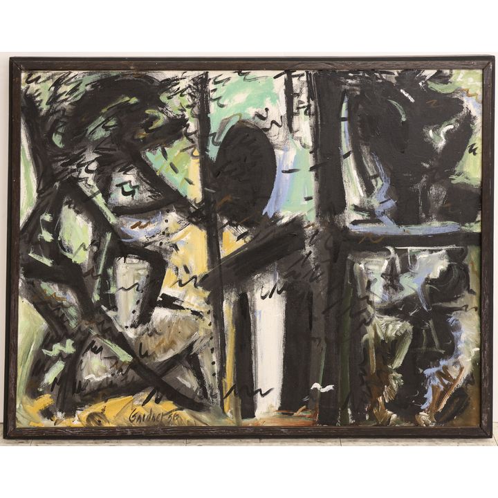 Byron Gardner ''Falling Leaves'' 1956 Oil on Canvas Framed 30''x38''