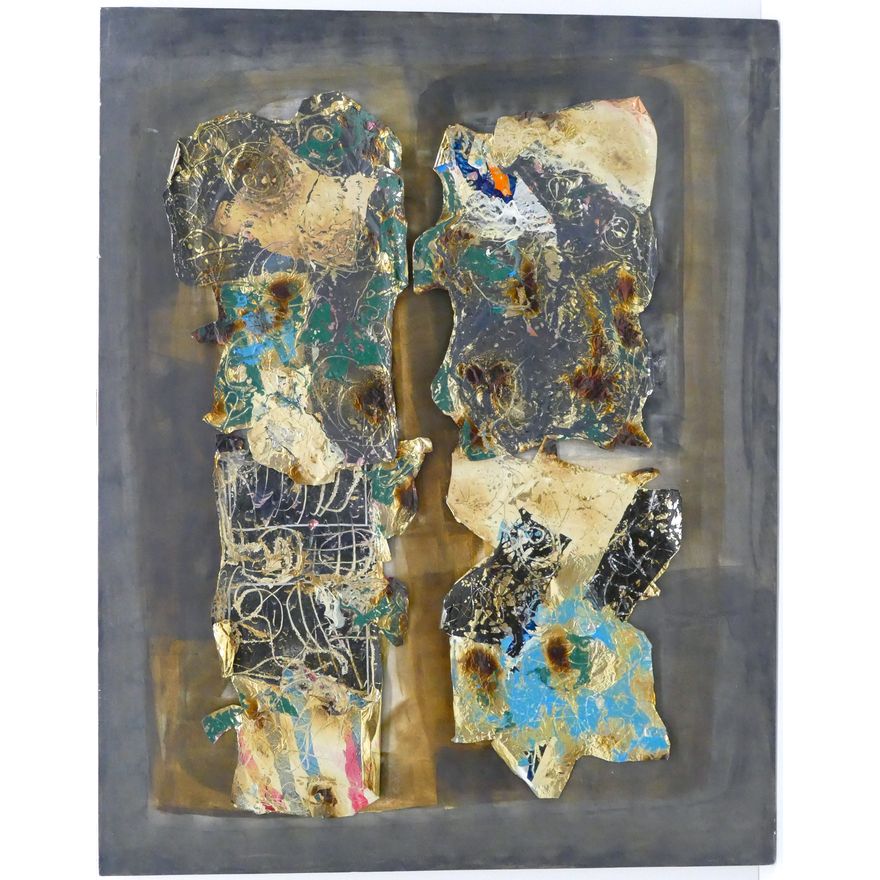Jonier Marin (French) ''Memoire #11'' 1985 Oil and Collage on Canvas 60''x48''