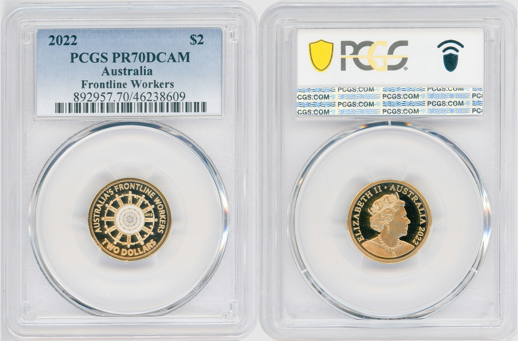 Frontline Workers, Two Dollar, 2022, PCGS PR70DCAM