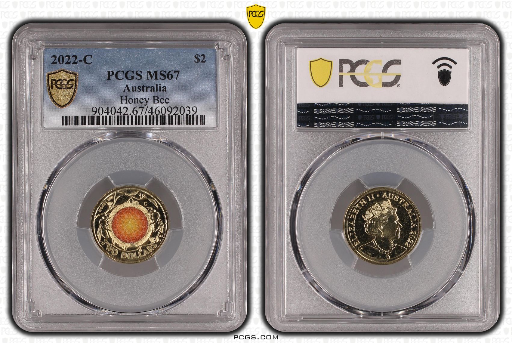 Elizabeth II, Honey Bee Colorized , Two Dollar, 2022-C, PCGS MS67