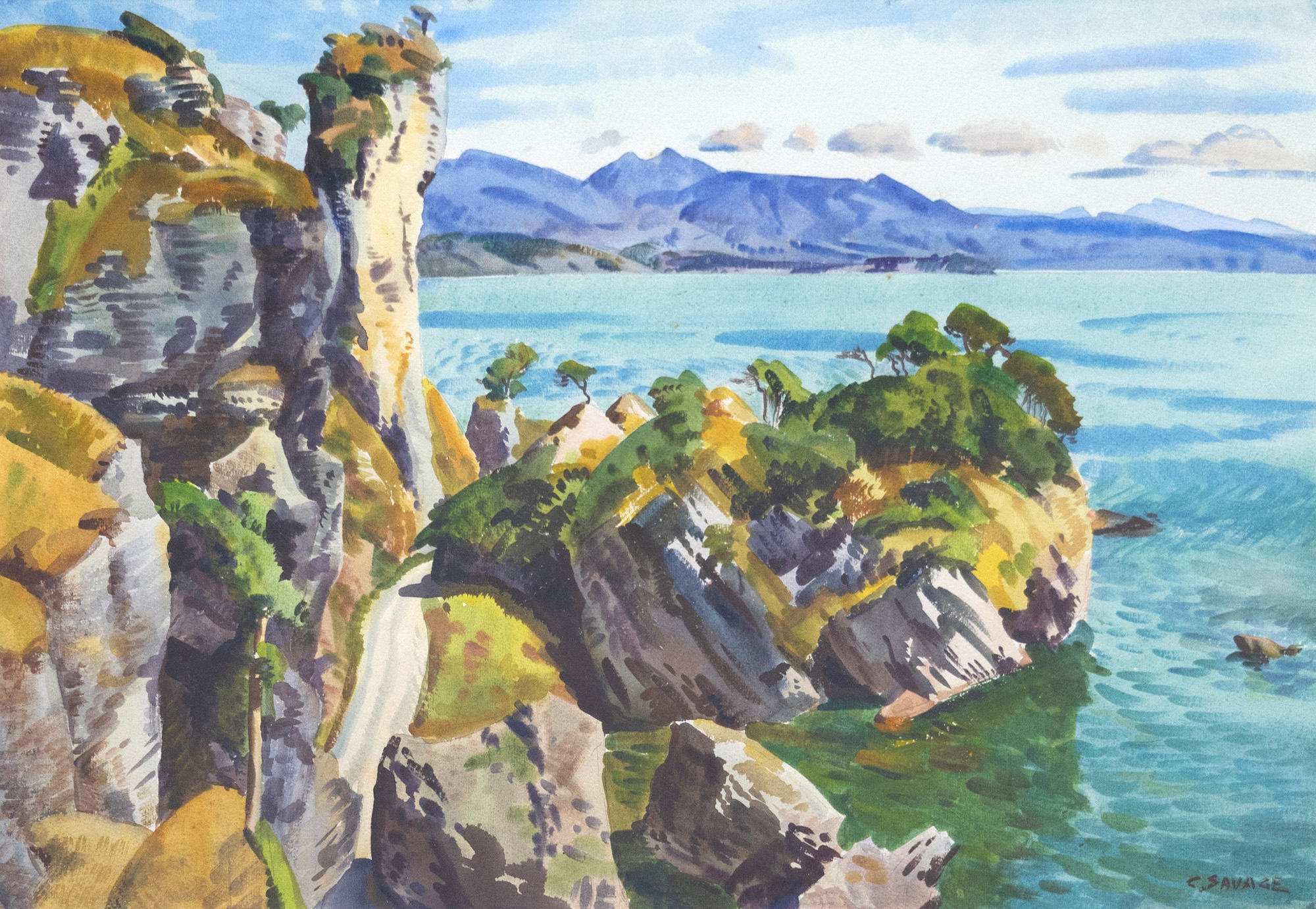 Cedric Savage 'Torakohe Coastline' — sold at auction in New Zealand for $500
