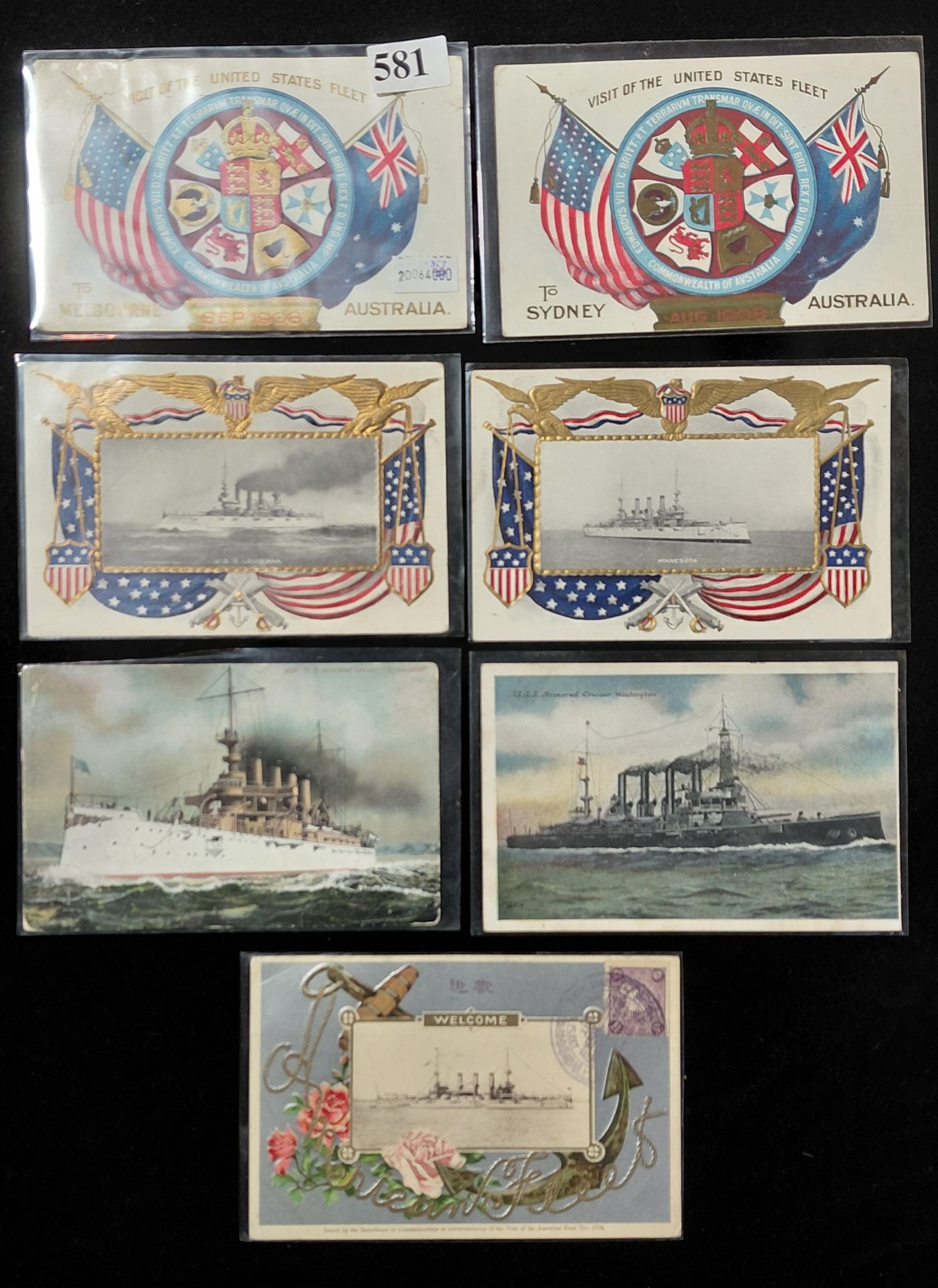 581 · POSTCARDS - IMAGES OF AMERICAN SHIPS
