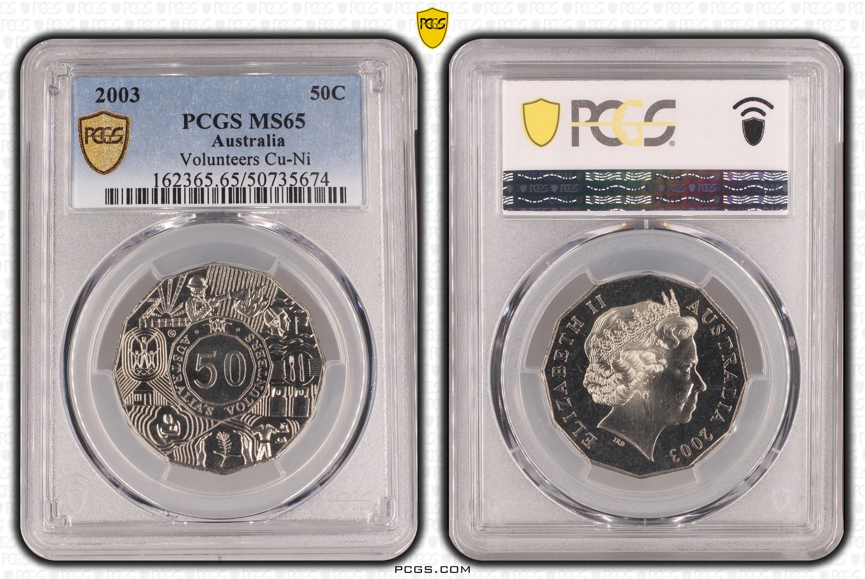 Volunteers Cu-Ni , Fifty Cent, 2003, PCGS MS65