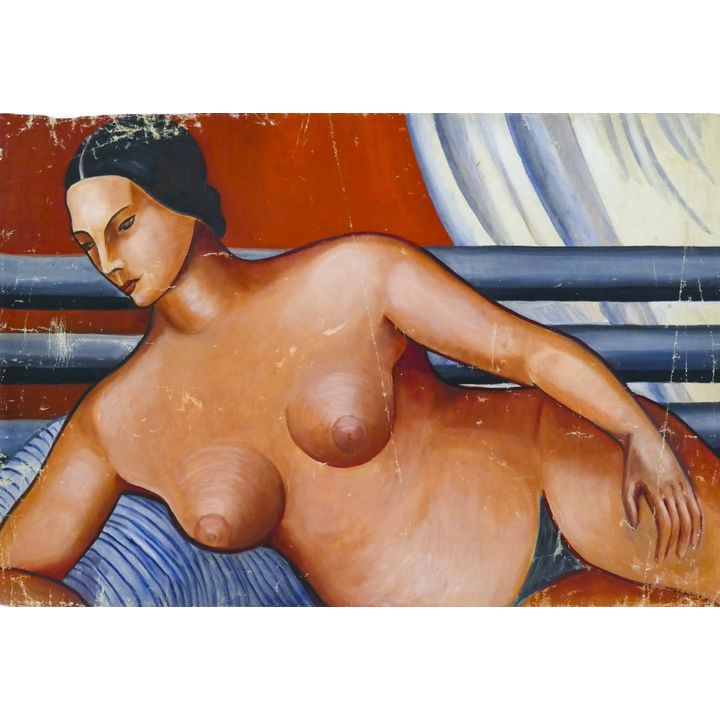 Rhoda Gantenbein ''Reclining Female Nude'' Oil on Canvas