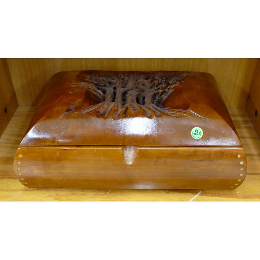 Roger Barry Carved Wood Forest Table Box 15''x9''