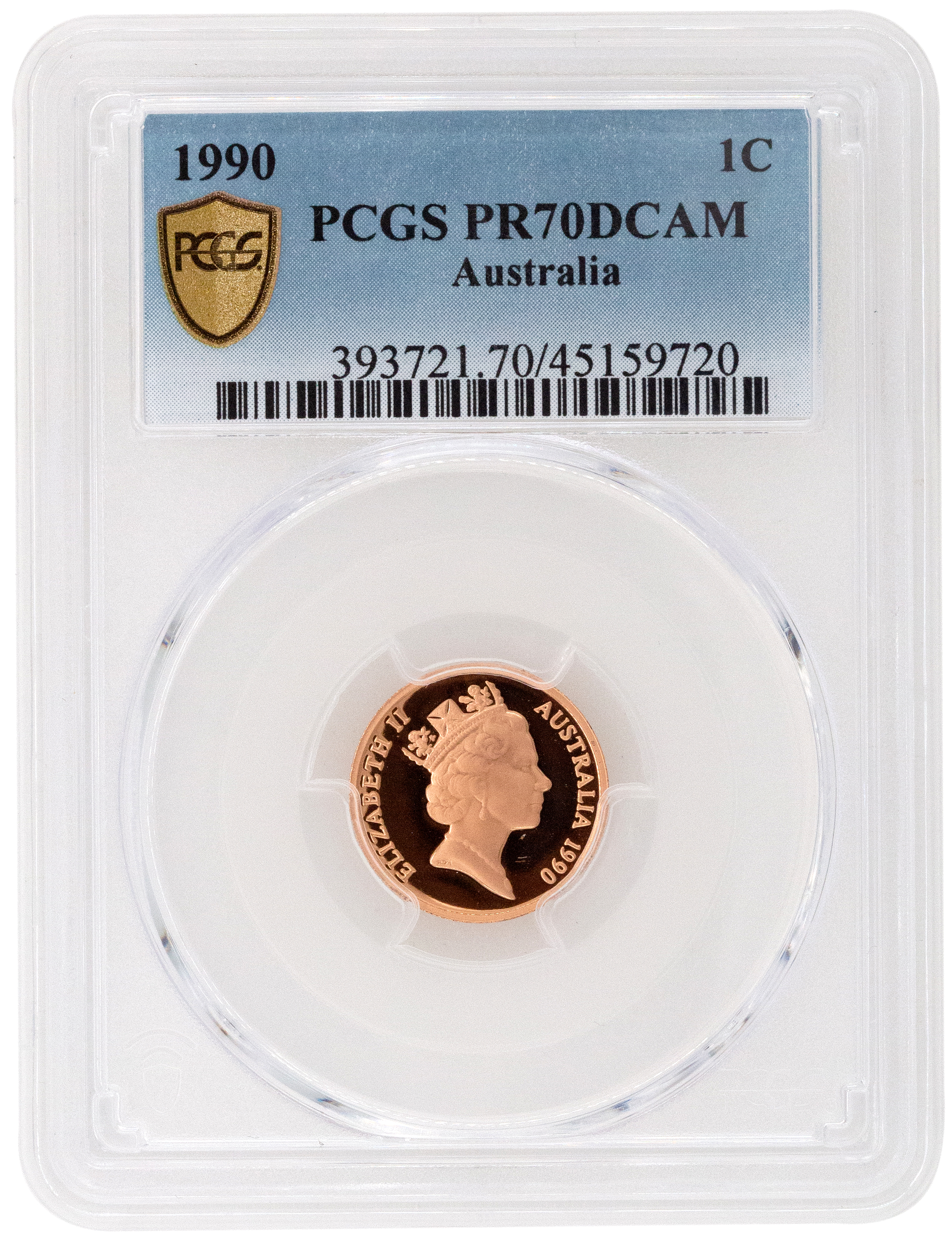 Elizabeth II, One Cent, 1990, PCGS PR 70DCAM