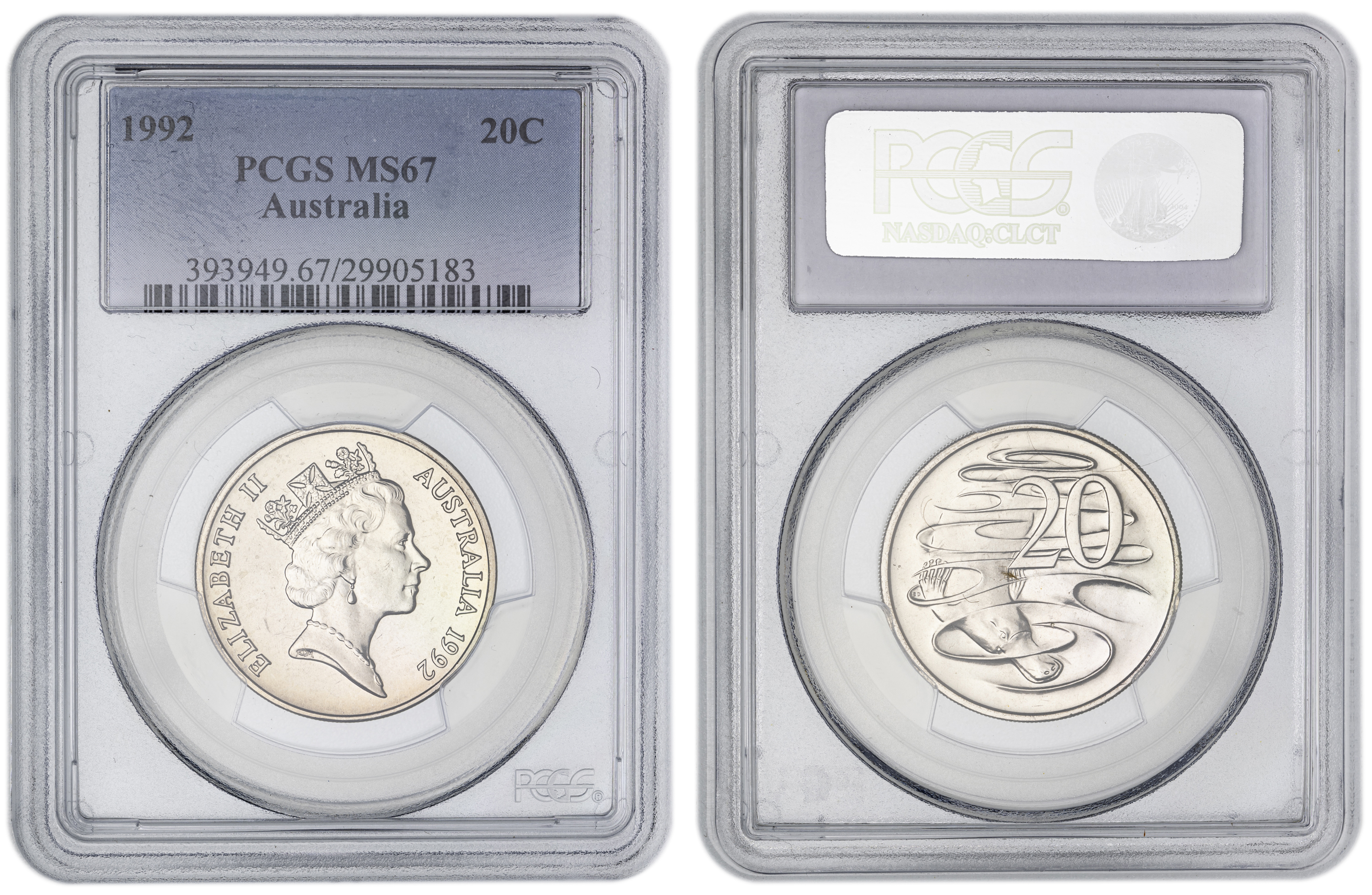 , Twenty Cent, 1992, PCGS MS67