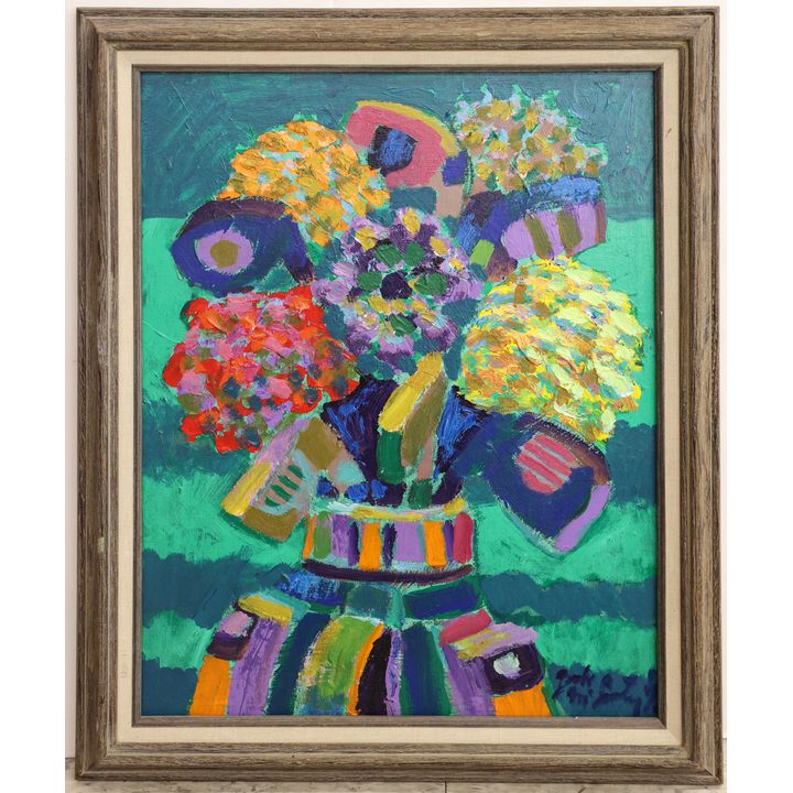 Jack McLarty ''Golfer's Bouquet'' 1996 Acrylic on Board Framed 24''x19''