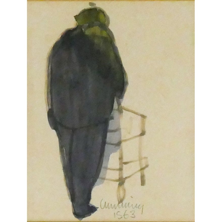William Cumming ''Figure with Cart'' 1963 Watercolor