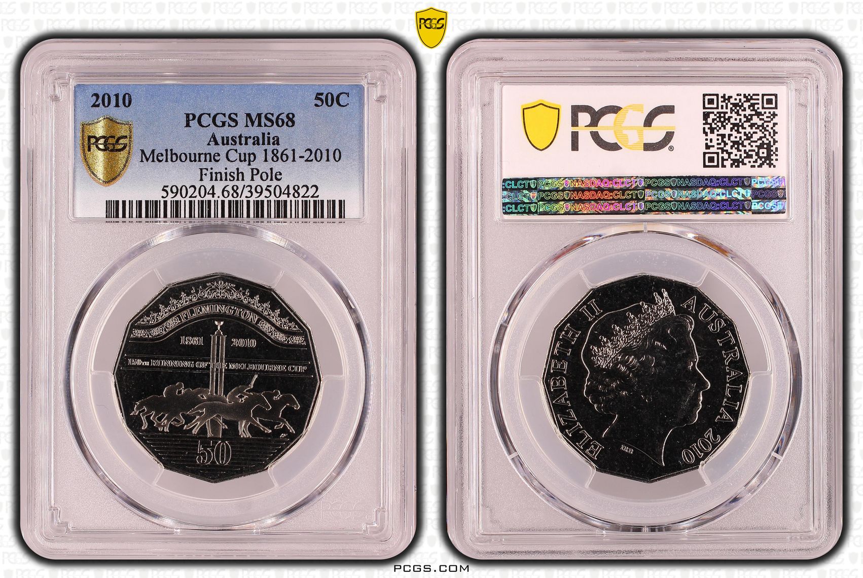 Melbourne Cup 1861-2010 Finish Line, Fifty Cent, 2010, PCGS MS68