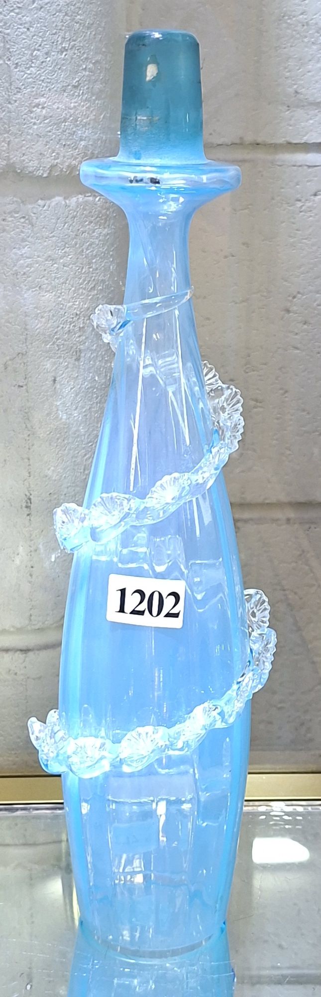 1202 · BLUE VASELINE GLASS TRUMPET