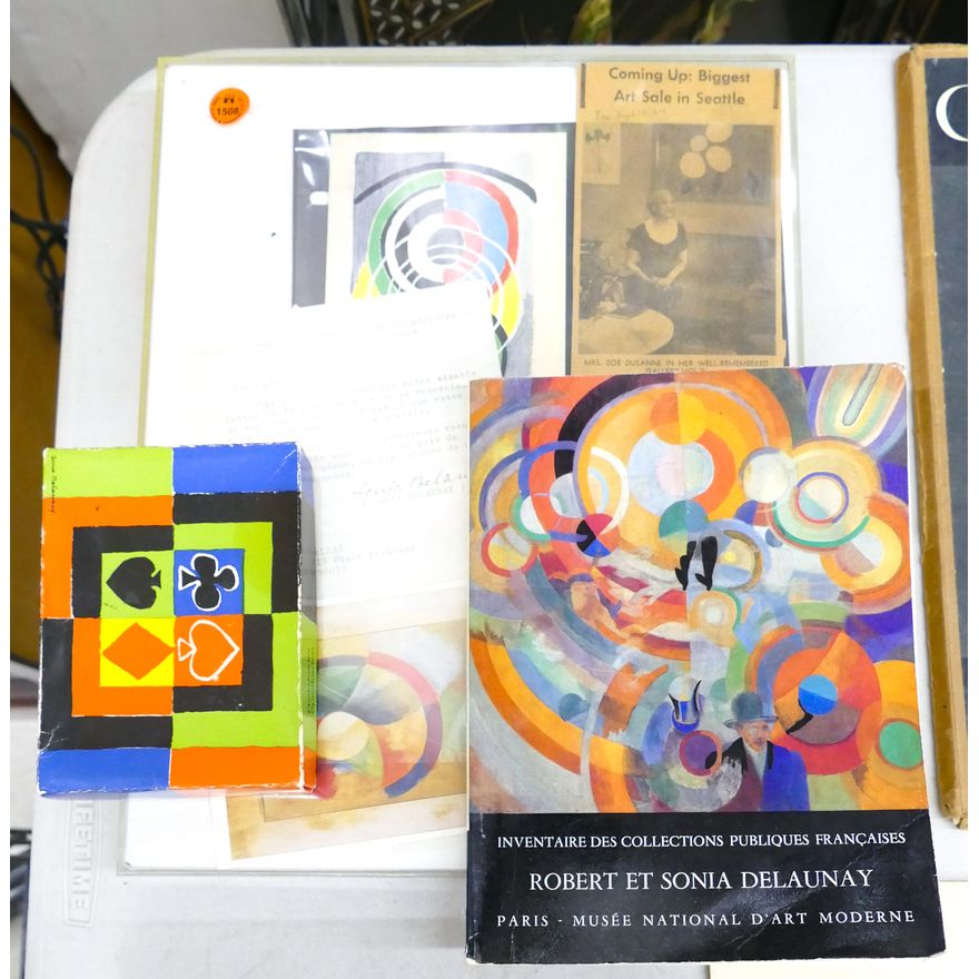 3pc Sonia Delauney Signed Letter, Book and Playing Cards