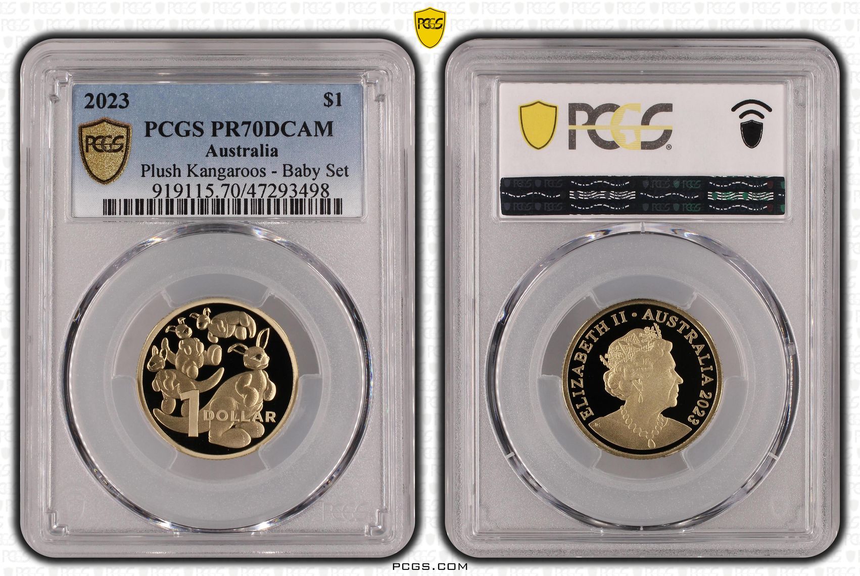 Plush Kangaroos - Baby Set, One Dollar, 2023, PCGS PR70DCAM