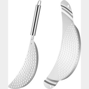 BOAO 2 PIECES POT STRAINER WITH HANDLE STAINLESS STEEL COLANDER PASTA DRAINER PAN POT STRAINER WITH RECESSED HAND GRIPS SUITABLE F