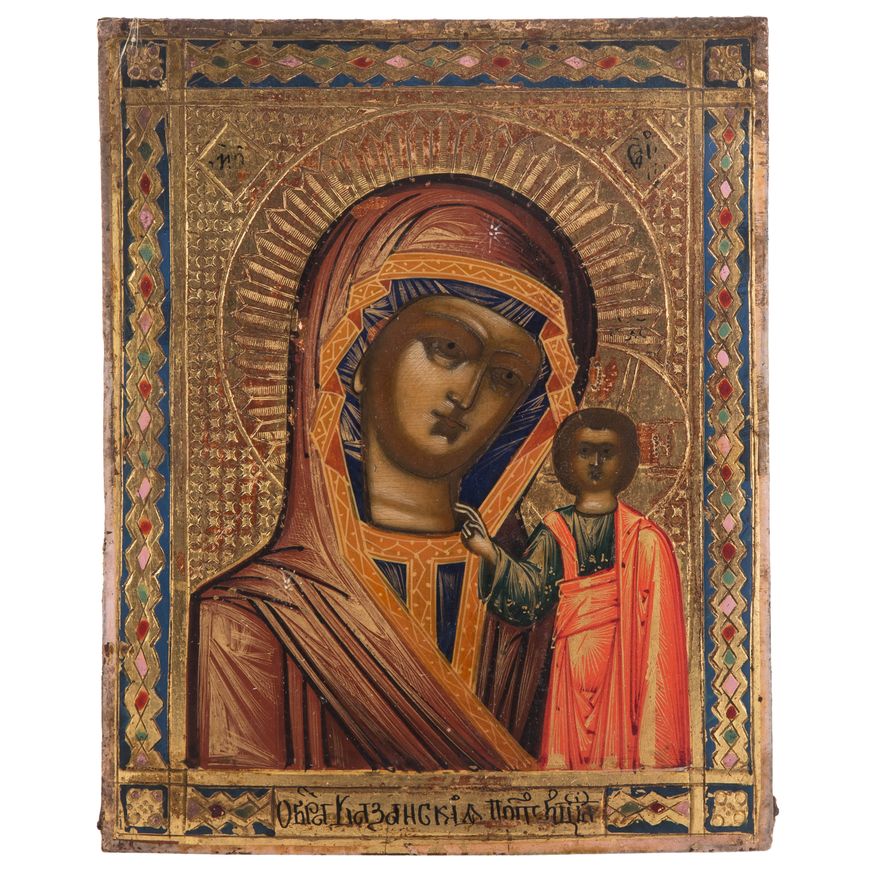 Ikona - Matka Boska Kazańska, Rosja, 2 poł. XIX w.