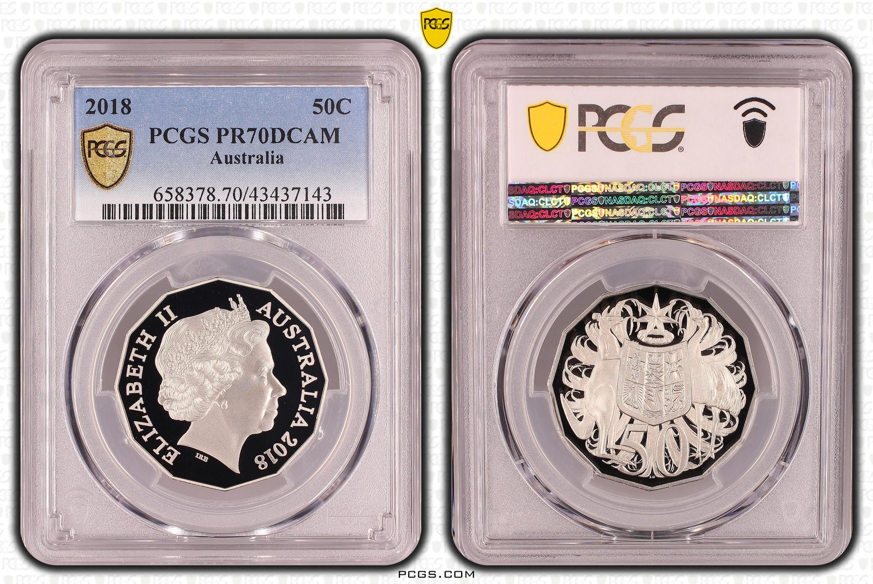 2018 Australia Fifty Cent, 50c PCGS - PR70DCAM POP 42/0 -143