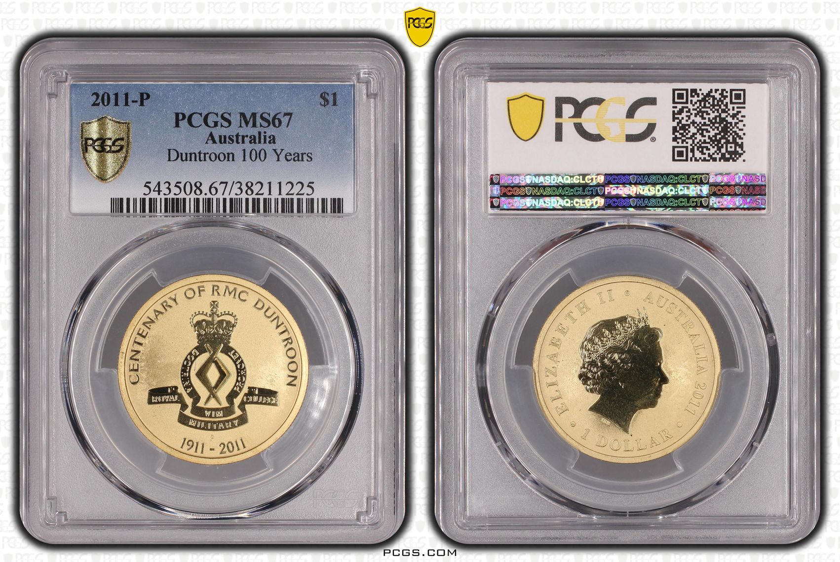 2011-P Australia One Dollar, $1 Duntroon 100 Years PCGS - MS67 -225