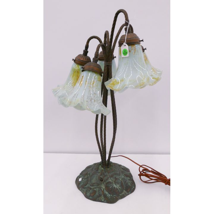 5 Light Art Glass Shade Lily Table Lamp- 25x17''