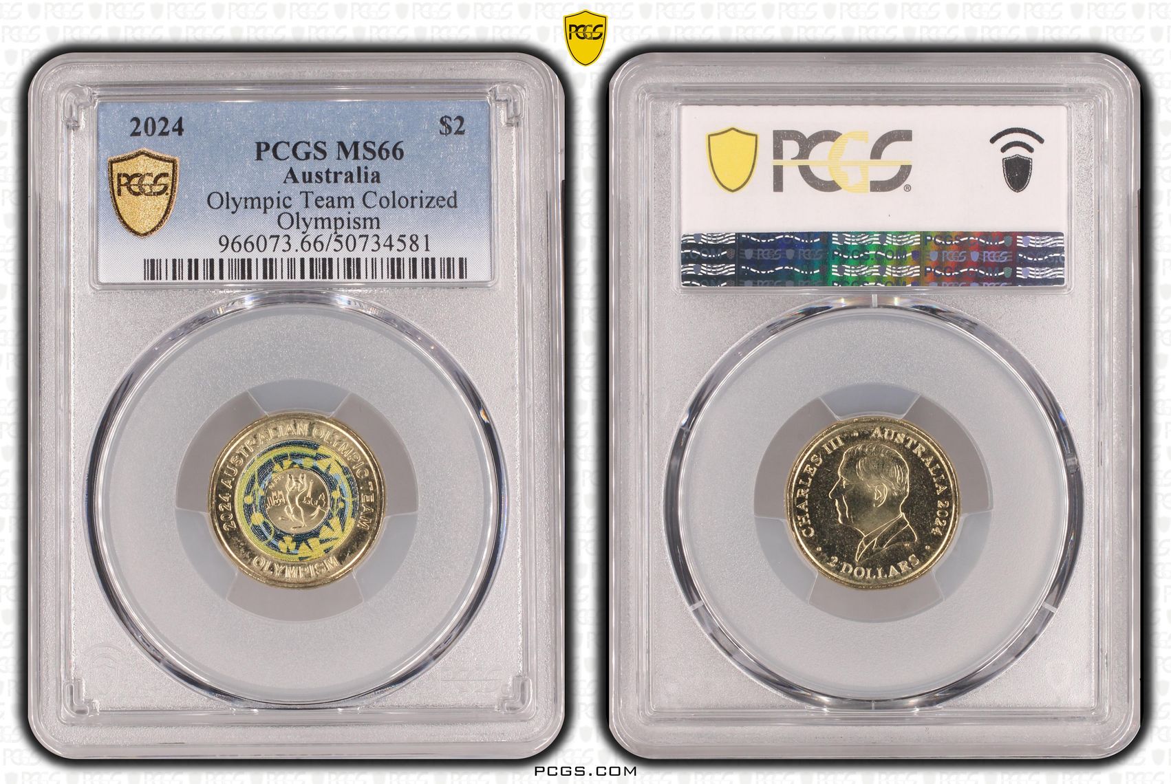 Olympic Team Colorized Olympism , Two Dollar, 2024, PCGS MS66