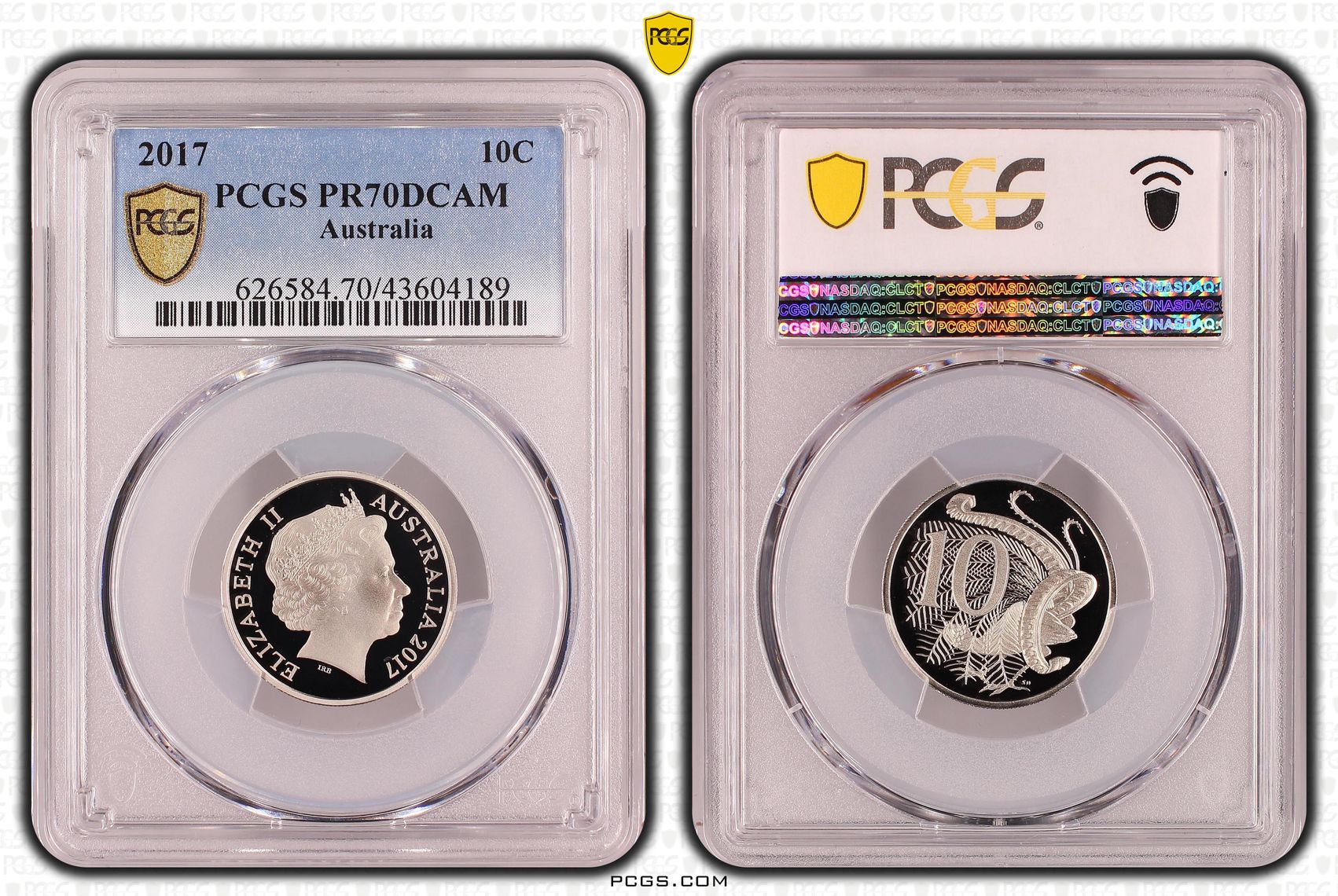 2017 Australia Ten Cent, 10c PCGS - PR70DCAM POP 67/0 -189