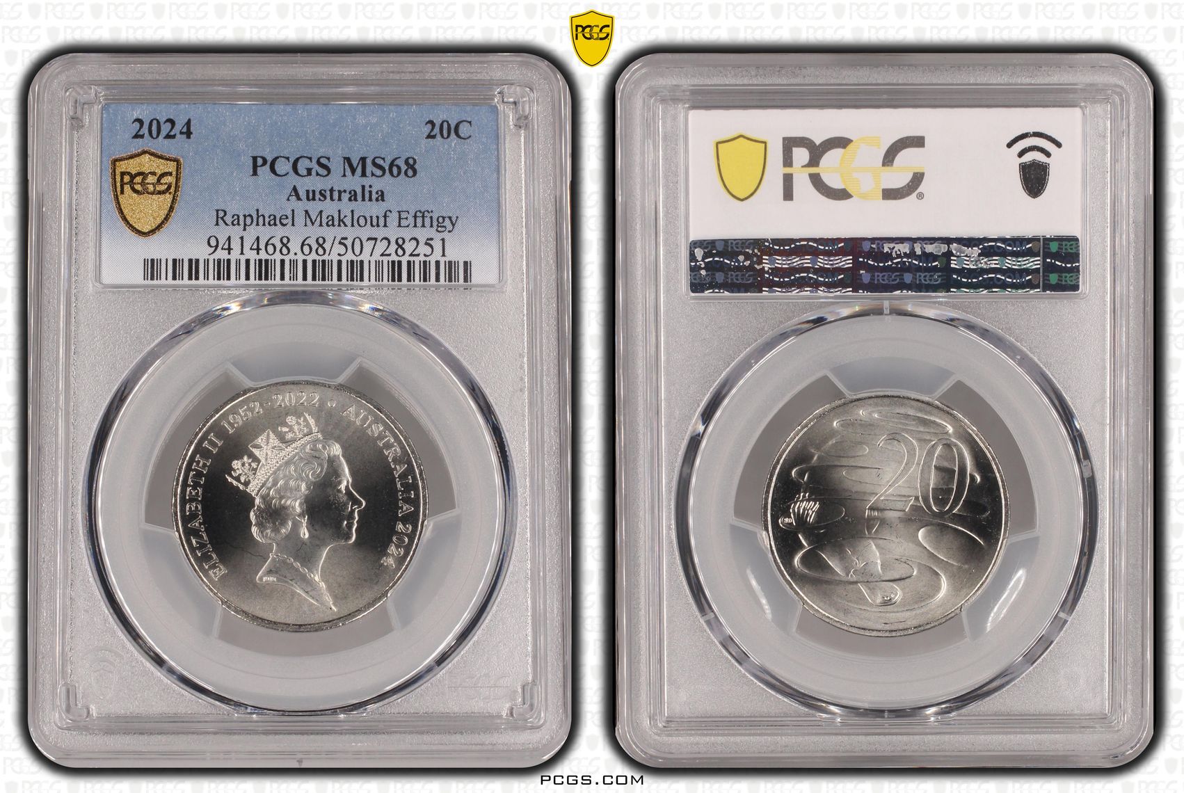 Raphael Maklouf Effigy , Twenty Cent, 2024, PCGS MS68
