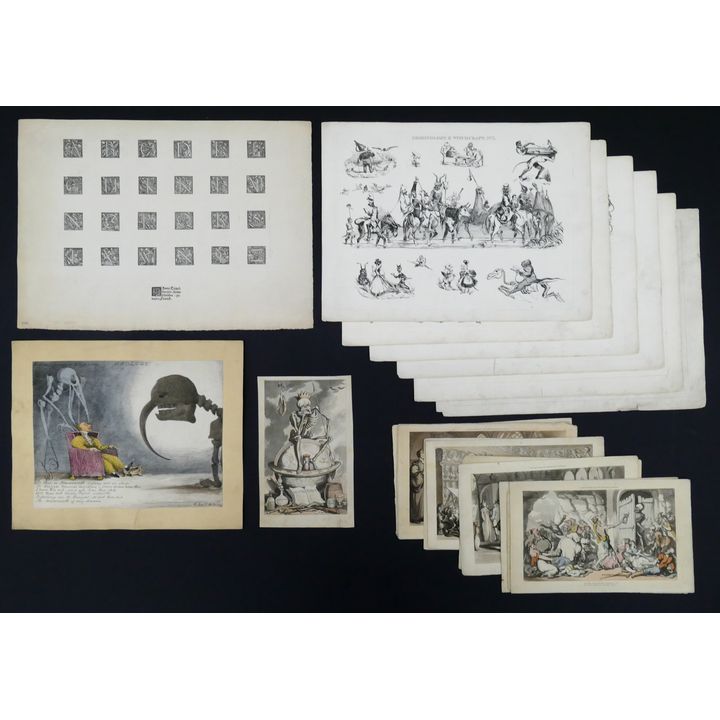 21pc Macabre Lithographs & Etchings- George Cruikshank Etc