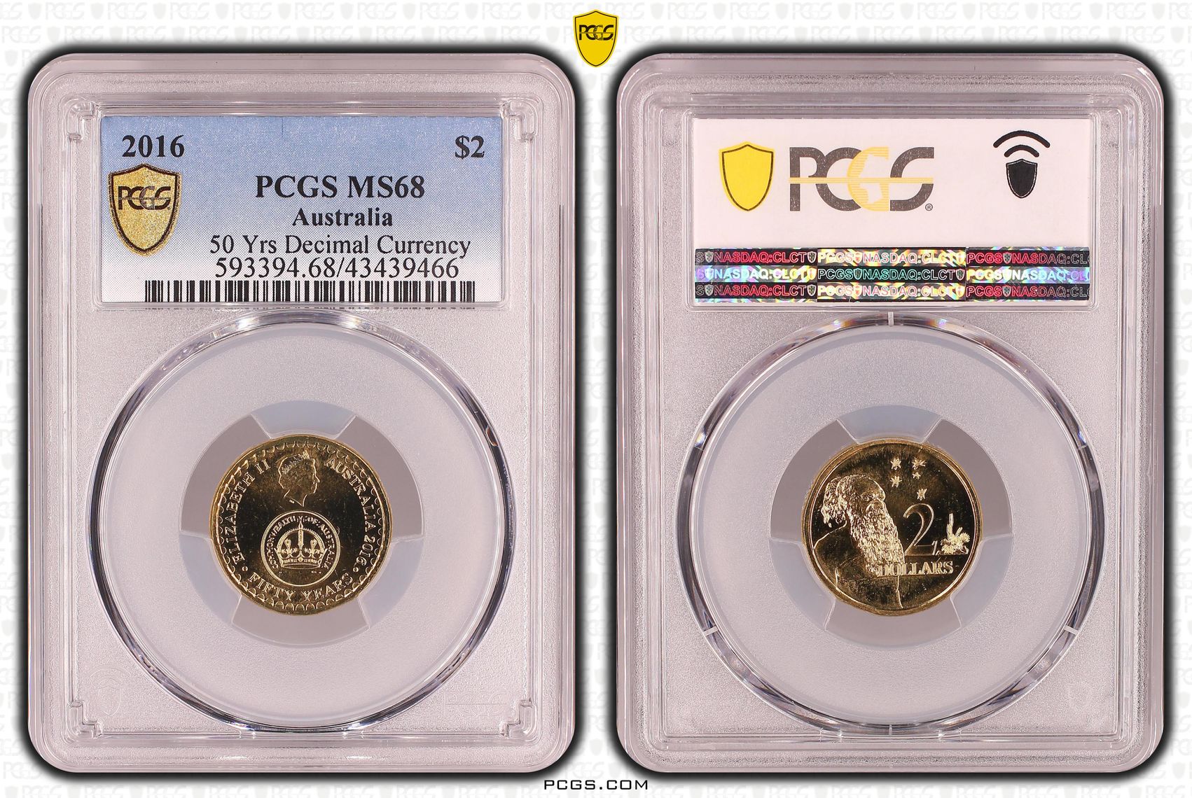 Elizabeth II, 50 Yrs Decimal Currency, Two Dollar, MS68 , 2016