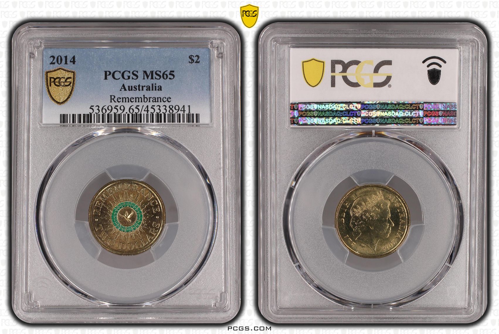 2014 Australia Two Dollar, $2 Remembrance PCGS - MS65 -941