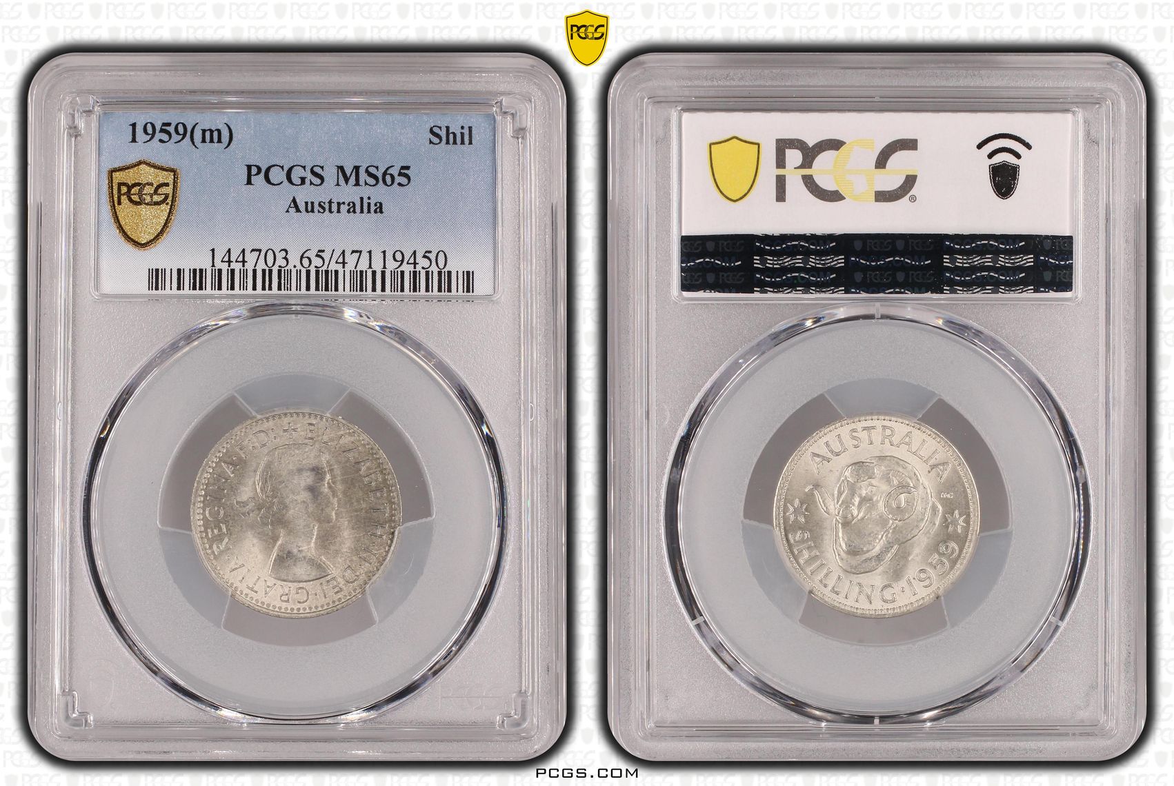 Elizabeth II, Shilling, 1959(m), PCGS MS65